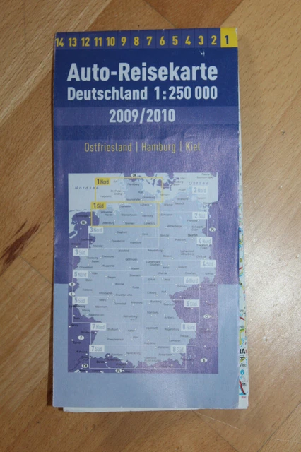 AUTO-REISEKARTE KARTE PLAN Ostfriesland Hamburg Kiel Landkarte