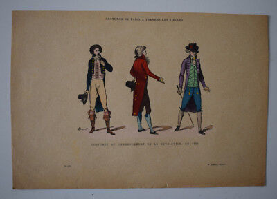 Costumes commencement revolution 1790 COSTUME PARIS GRAVURE COULEURS XIXe siecle