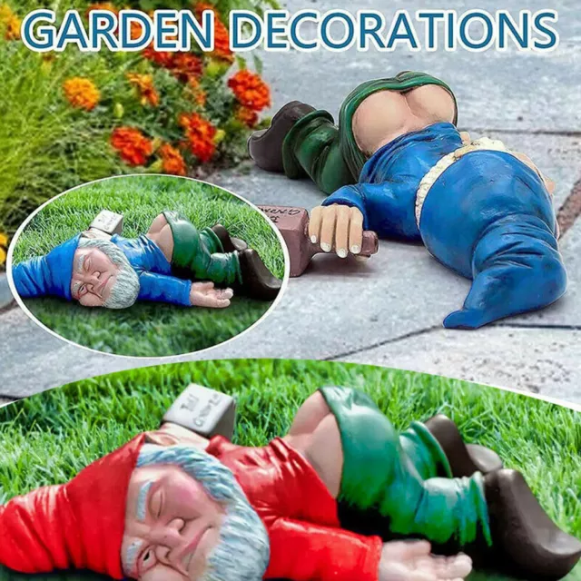 Mini Drunk Gnomes Dwarf Fairy Garden Statue Miniatures Courtyard Elf Figure UK