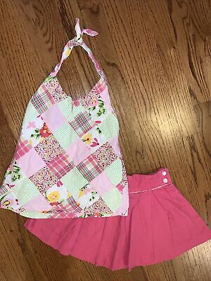 Janie And Jack EUC S 5T/5 Summer Classics Patchwork Halter Top & Pleated Skirt