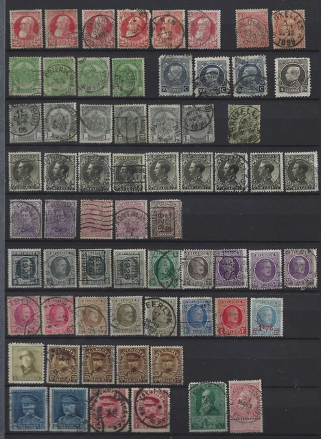 Belgique - Lot de 134 timbres anciens oblitérés