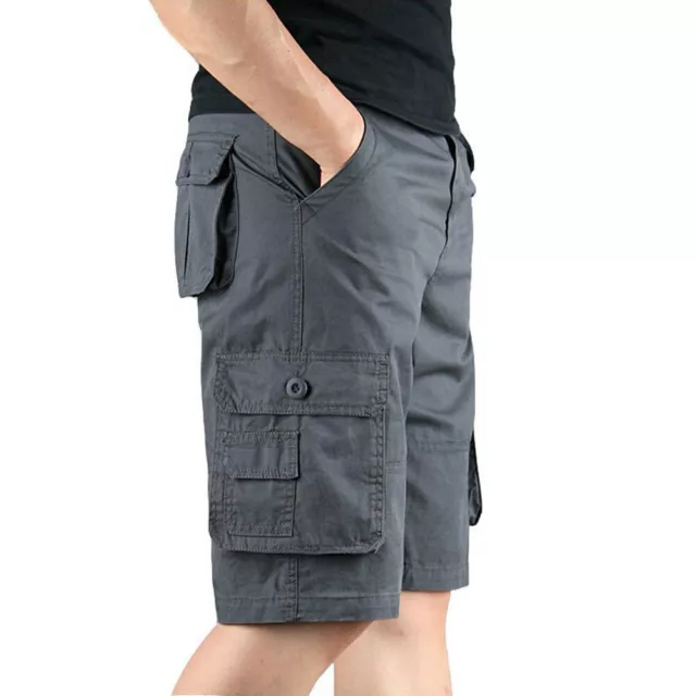 Mens Cargo Combat Shorts Half Pants Multi-Pockets Fishing Hiking Casual  Summer