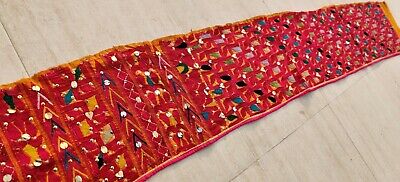 55" X 9" Old Boho Rabari Banjara Kuchi Mirror Embroidery Tapestry Trim