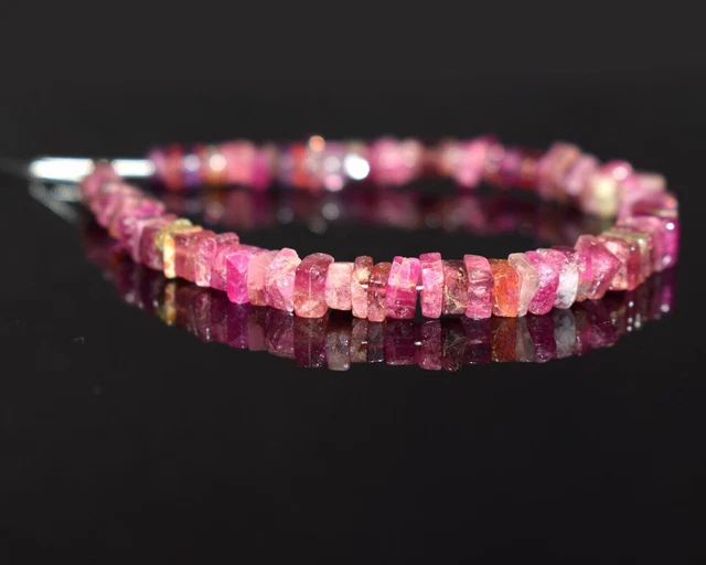 Perles lâches de pierre gemme de forme de boîte lisse de tourmaline rose...