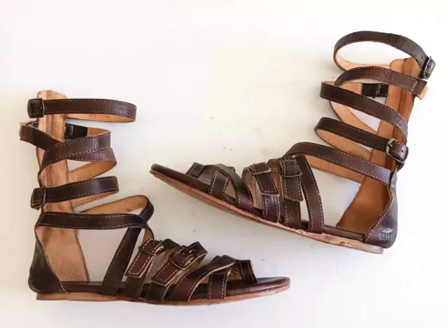 Bed Stu Seneca Gladiator Sandal Teak Dk Brown Leather Handmade Mexico Sz 9