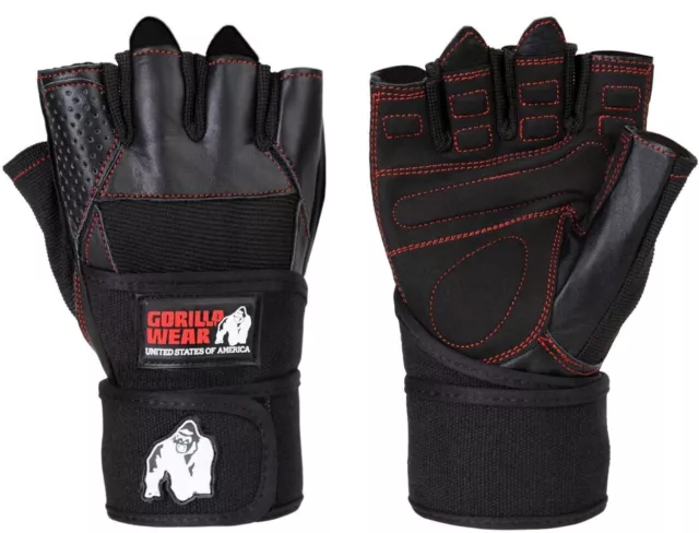 Ropa de gorila - guantes de muñeca Dallas - negro/rojo cosido