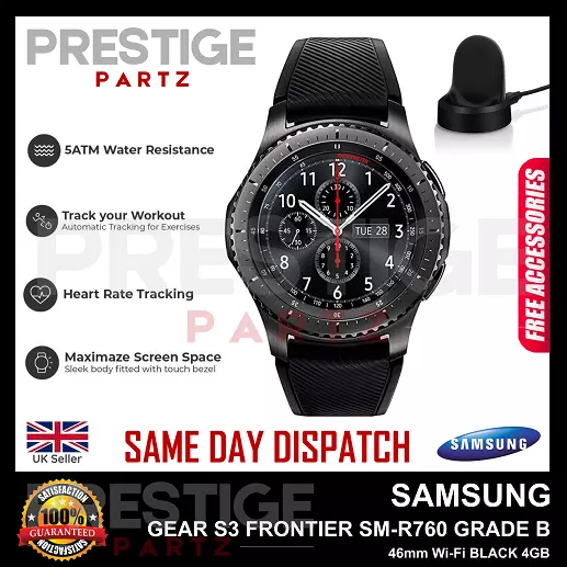 Samsung Gear Watch S3 Frontier SM-R760 Smart Watch BLACK GPS Bluetooth