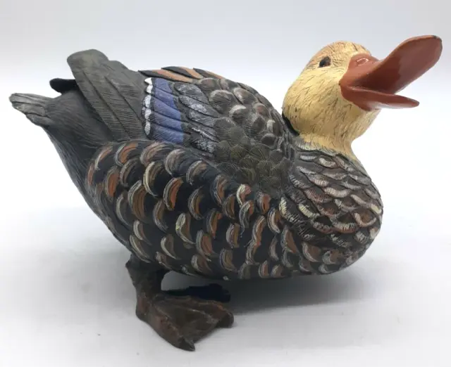 Duck Figurine - Hand Painted - Resin Figure - Detailed Feathers and Features