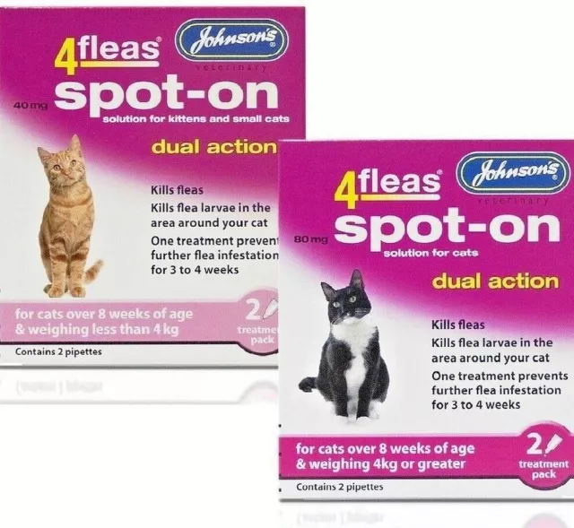 4FLEAS CAT SPOT-ON - (6-8 Week Protection) - Johnsons Flea Treatment bp Kitten