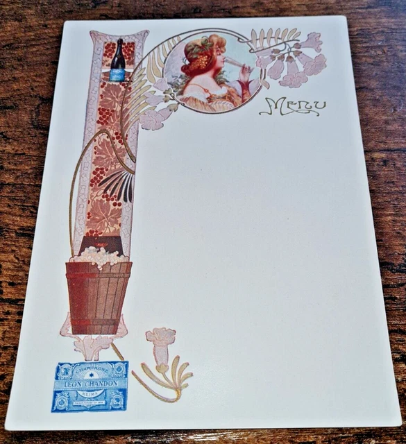 Ancien menu champagne leon chandon style art nouveau