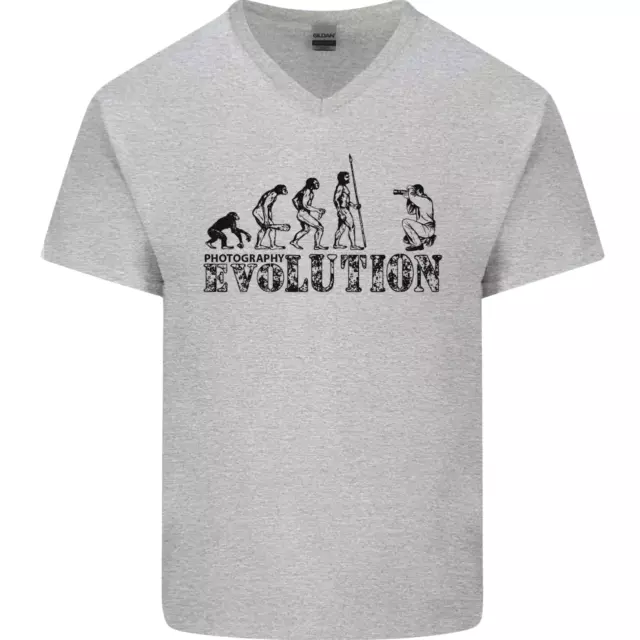 Evolution Photographer Funny Photography Mens V-Neck Cotton T-Shirt