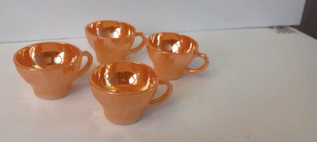 4- Tazas demitasa Fireking Anchor Hocking Melocotón Lustre 2 in. Sin usar