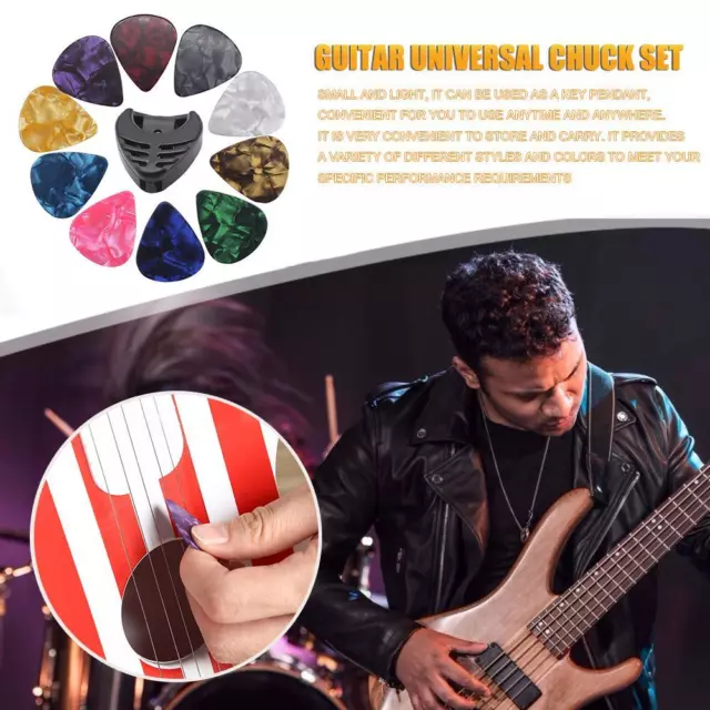 10pcs Guitar Picks+Guitar Pick Holder Set for Bass Ukulele Musical Instrument