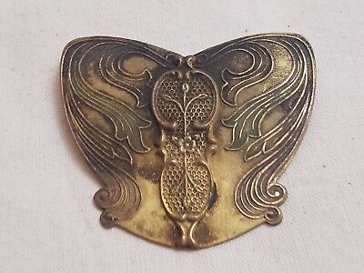 Large Victorian Solid Brass Butterfly Brooch Pin.