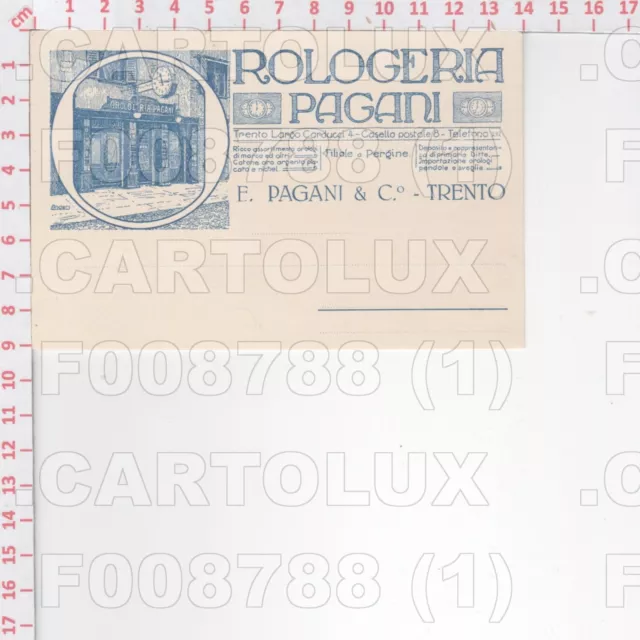 F8788 Pubblicita Trento Orologeria Pagani 1927 Filiale A Pergine Disegno Anders