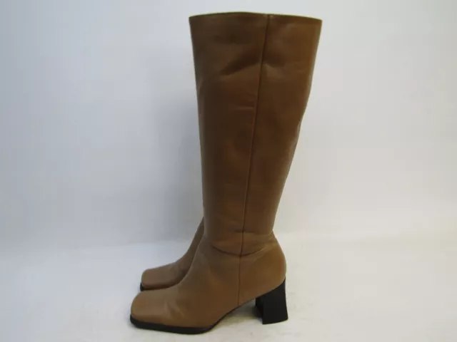 NINE WEST Womens 7.5 M Beige Leather Zip Fashion 15" Shaft Knee High Boots