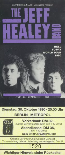 Jeff Healey Band - Metropol, Berlin, October 30, 1990 [Germany] - Ticket Stub