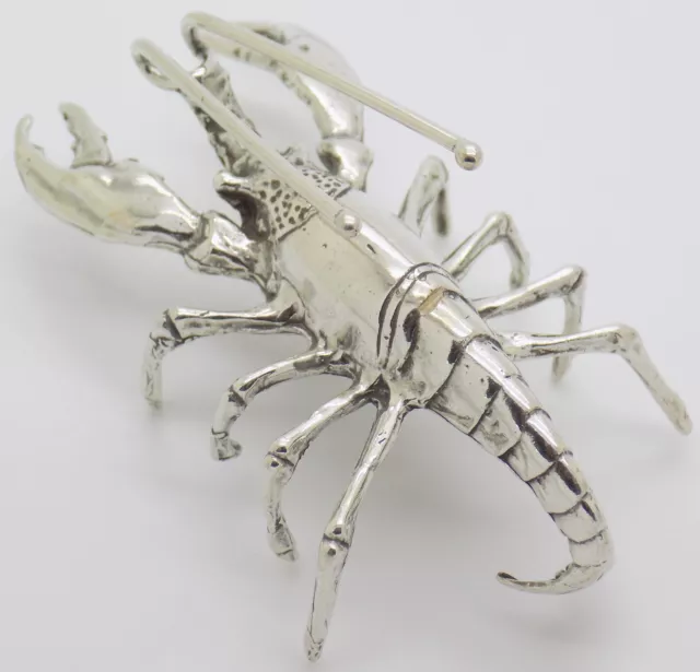 Vintage Italian Handmade Genuine Silver Detail Lobster Large Miniature Figurine