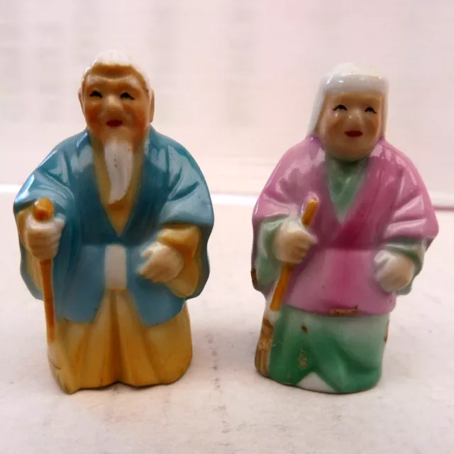 Statuette Miniature Ancienne Porcelaine Couple De Chinois Ou Japonnais