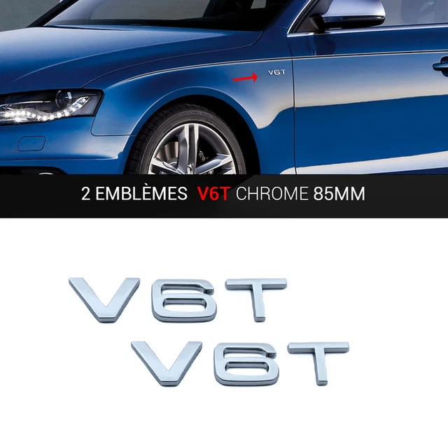 Lot De 2 Emblèmes V6 Noirs - Autocollants Voiture Haute Qualité Pour Portières, Carrosserie Et Bagages