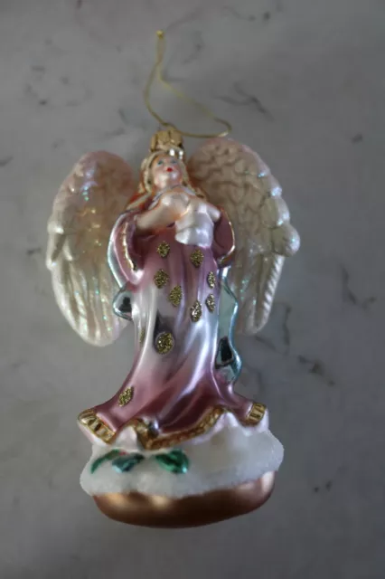 Fitz and Floyd Fitz  PEACEABLE KINGDOM Angel Glass Christmas Holiday Ornament