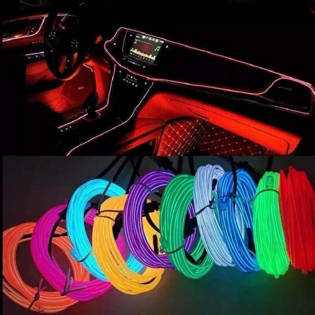 5M USB Car Interior LED Strip Lights Ambient Lighting Blue Neon Dash Glow Tube 2