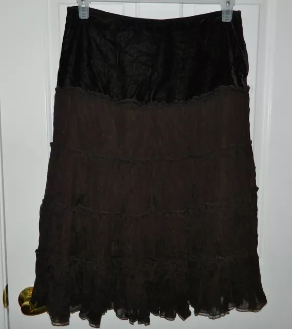 NWT FIRE LOS ANGELES womens juniors Brown Tiered SKIRT* 7 NEW