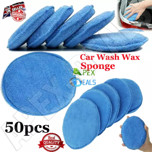 50pcs Car Microfiber Polishing Pads Wax Applicator Foam Sponge Cleaning Buffer