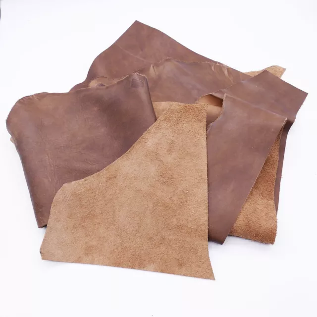 (8,60€/kg) 500g Lederreste Kastanie Braun, echtes glattes Leder