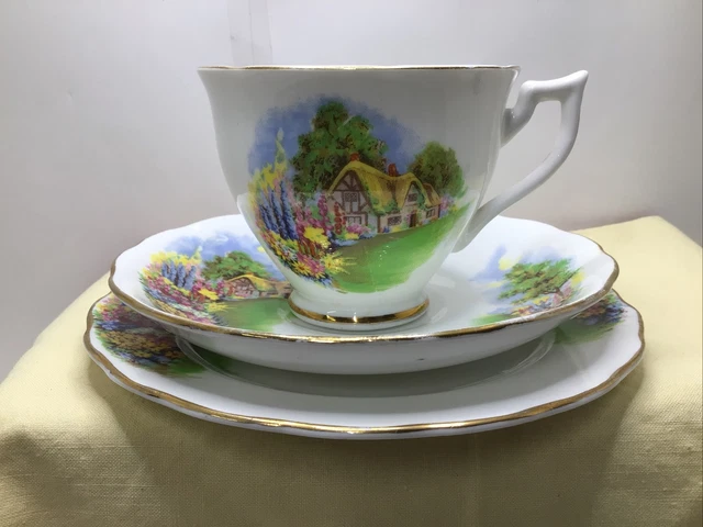 VINTAGE MELBA BONE China Made In England English Cottage Scene