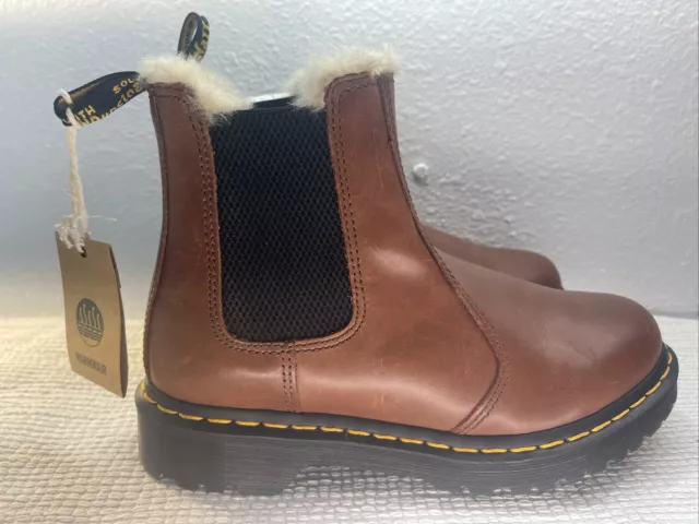 Dr. Martens Women's 2976 Leonore Faux Fur Lined Chelsea Boots - Tan size 7