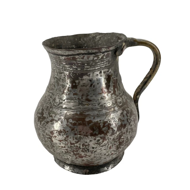 ANTIQUE SILVER-PLATED WATER Pitcher Patina Tarnish 1900s Decor