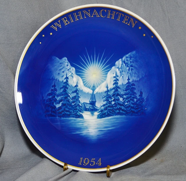 Piatto Natale Rosenthal, 1954, " Christnacht ", Willy Hein, Dipinti Mano