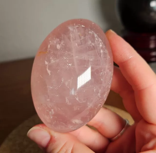 Large Rose Quartz Palm Stone Healing Love Stone Crystal Natural Pink Gemstone UK