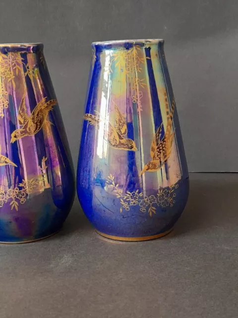 Antique 1920s Crown Devon Fielding Lustre Vases 15cm tall 3