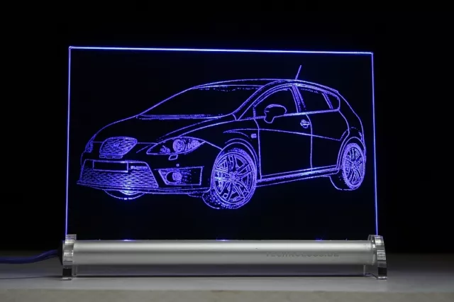 LED Leuchtschild graviert  ist  Leon 1P Cupra R  Autogravur Leuchtbild