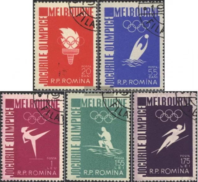 Romania 1598-1602 (complete issue) used 1956 16. Olympics Summe