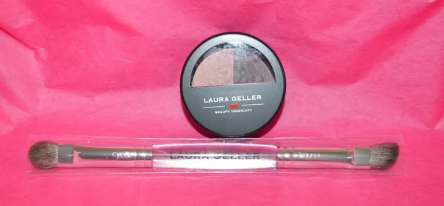 Laura Geller Baked Impressions eye shadow duo Fine wines Pink /Burgundy w/ brush