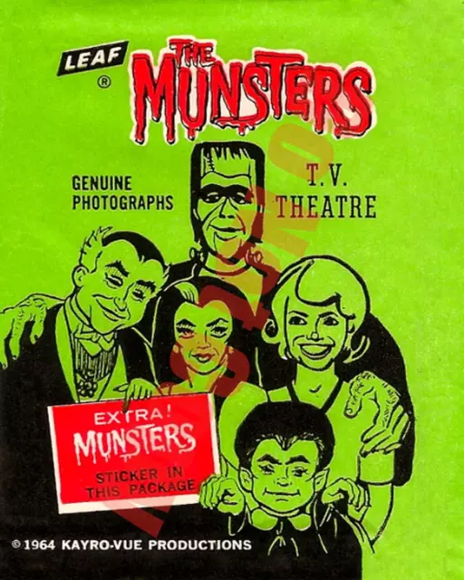 1964 LEAF THE MUNSTERS 1960s TV Show Card Wrapper 8x10 Photo + FREE SHIPPING