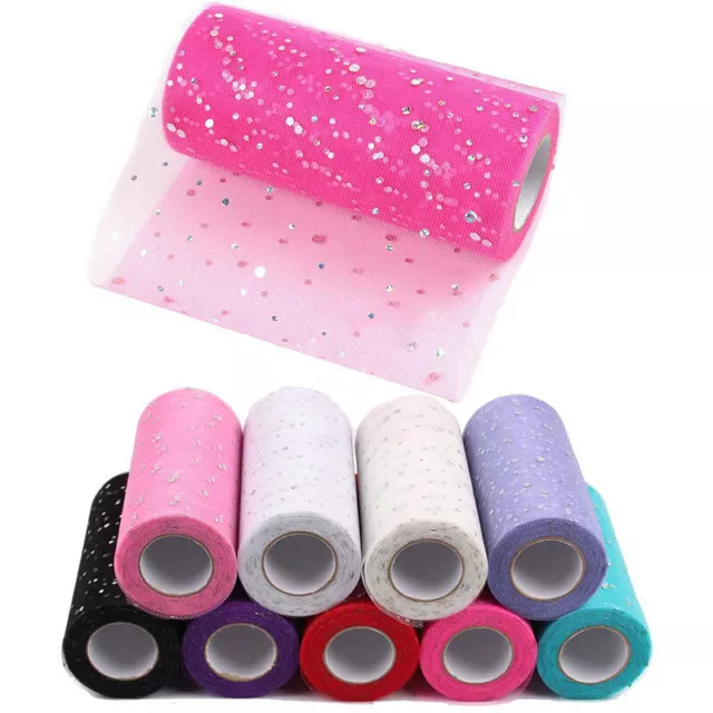 6'' 10YD Glitter Tulle Roll Tutu Fabric Skirt Wedding Craft Mesh Decoration DIY