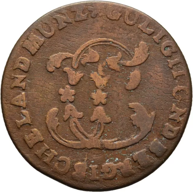 Jülich Berg Cu 1/2 Stüber 1794 Düsseldorf Karl Theodor 3 g Original  #IPL356