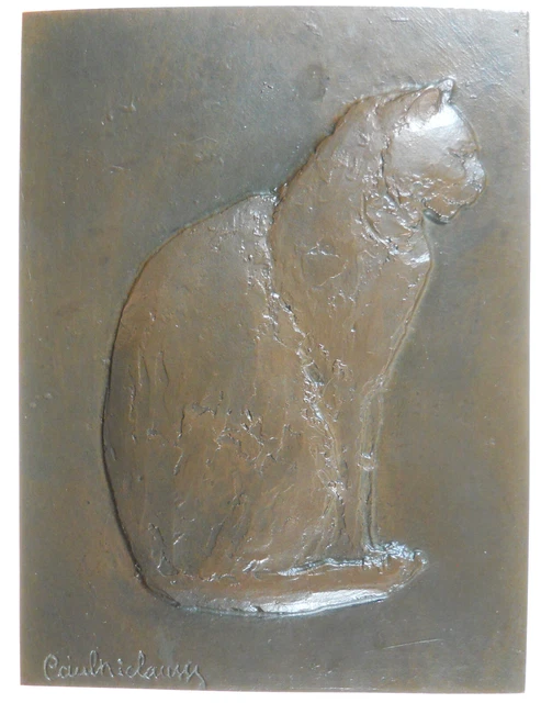 CAT by Niclausse large cast bronze 122mm x 161mm 1975 Paris Mint edge stamp