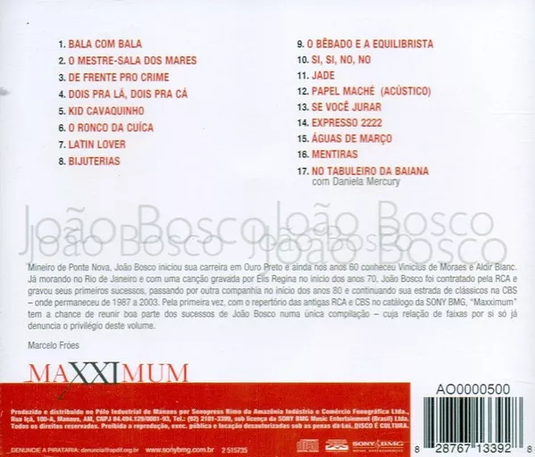 João Bosco - Maxximum (CD, Comp) (Near Mint (NM or M-)) - 781484556 2