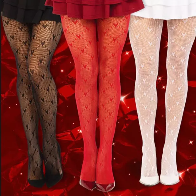 Nouveau Collants Résille À Motifs Coeur D'amour Saint Valentin Collants #