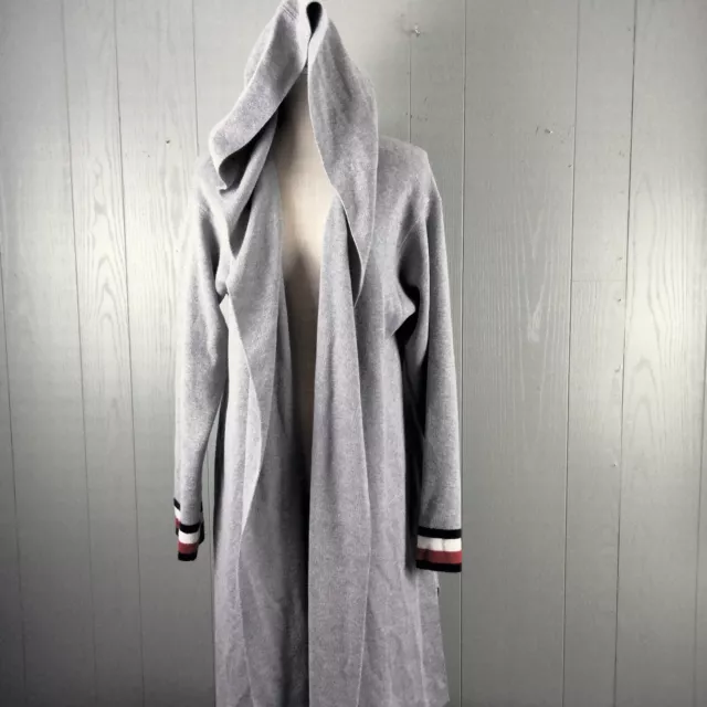 Tommy Hilfiger Hooded Cardigan Sweater Womens Extra Large Gray Long Duster Cozy