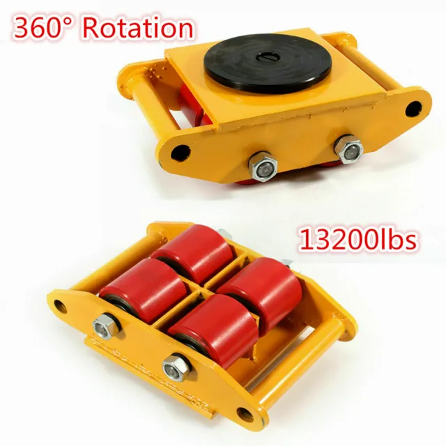 6T Machinery Mover Roller Dolly w/ Swivel Top Plate Industrial Machinery Mover