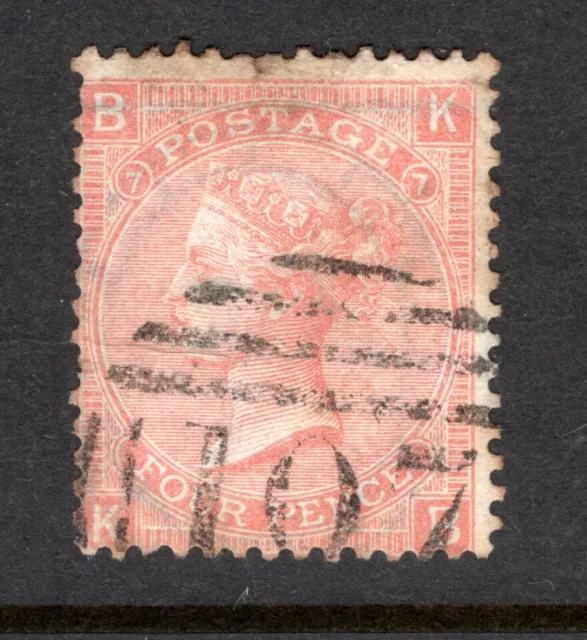 GB  QV    SG93  4d  Dull Vermillion  plate 7 - Good Used (K-B)  Cat £90