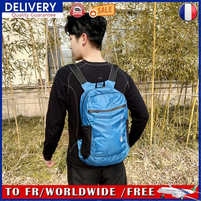 Nylon Foldable Backpack Camping Folding Travel Daypack for Cycling (Light Blue)