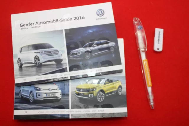 VOLKSWAGEN Pressemappe Prospekt Genf 2016 + USB & Kugelschreiber VW Golf GTI