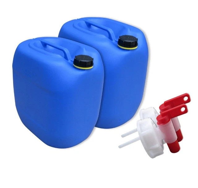 2 x 30 L Kanister Box Camping & Outdoor Wasserkanister + 2 x Auslaufhahn NEU.